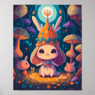 Illustration des Bunny Queen Fantasy Forest Poster