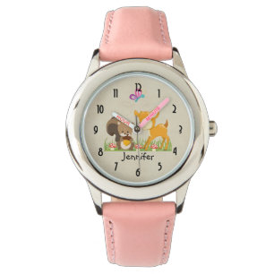 Illustration des Cartoon der niedlichen Waldbewohn Armbanduhr