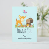 Illustration des Cartoon der niedlichen Waldbewohn Dankeskarte (Stehend Vorderseite)