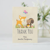 Illustration des Cartoon der niedlichen Waldbewohn Dankeskarte (Stehend Vorderseite)