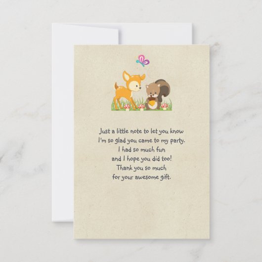 Illustration des Cartoon der niedlichen Waldbewohn Dankeskarte (Rückseite)