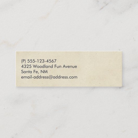 Illustration des Cartoon der niedlichen Waldbewohn Mini Visitenkarte (Rückseite)