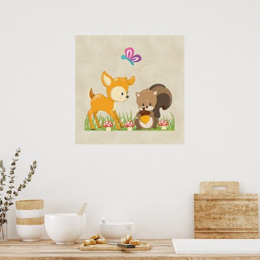 Illustration des Cartoon der niedlichen Waldbewohn Poster (Küche)