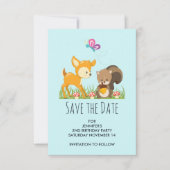 Illustration des Cartoon der niedlichen Waldbewohn Save The Date (Vorderseite)