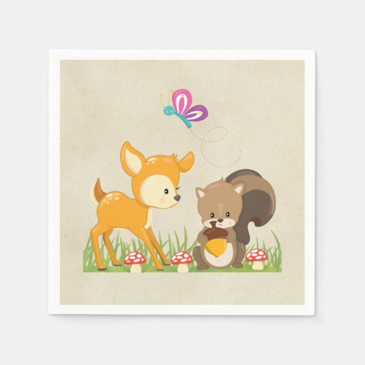 Illustration des Cartoon der niedlichen Waldbewohn Serviette (Vorderseite)