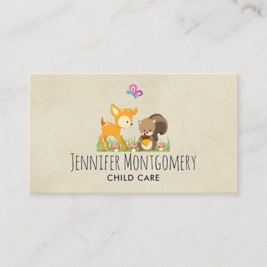 Illustration des Cartoon der niedlichen Waldbewohn Visitenkarte (Vorderseite)