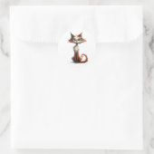 Illustration des Cartoon der Whimsical Orange Cat Runder Aufkleber (Tasche)