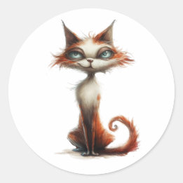 Illustration des Cartoon der Whimsical Orange Cat Runder Aufkleber