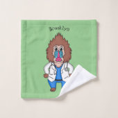 Illustration des Cartoon eines Funny mandrill Badhandtuch Set (Waschlappen)