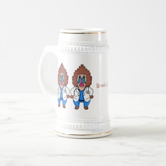 Illustration des Cartoon eines Funny mandrill Bierglas (Vorderseite Links)