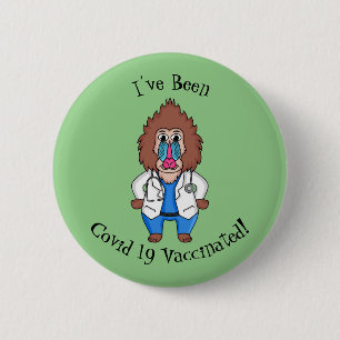 Illustration des Cartoon eines Funny mandrill Button