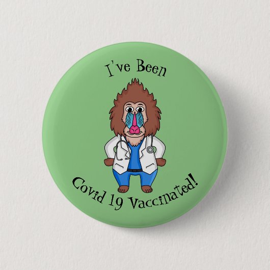 Illustration des Cartoon eines Funny mandrill Button (Vorderseite)