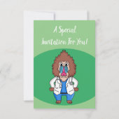 Illustration des Cartoon eines Funny mandrill Einladung (Rückseite)