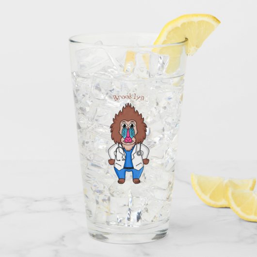 Illustration des Cartoon eines Funny mandrill Glas (Rückseite Ice)