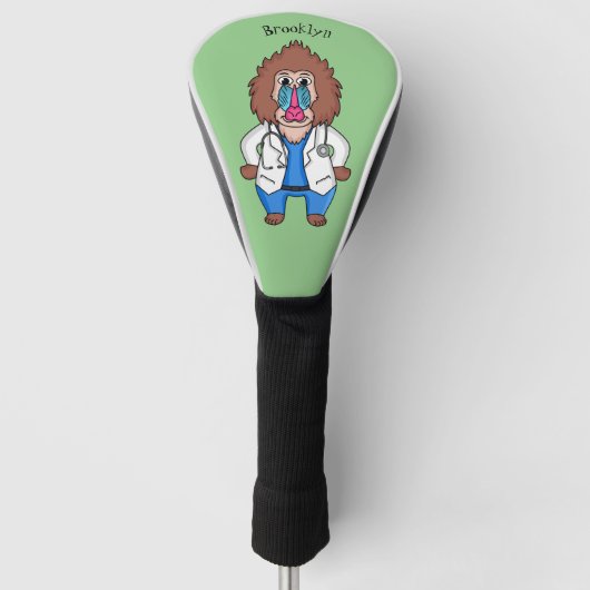 Illustration des Cartoon eines Funny mandrill Golf Headcover (Vorderseite)