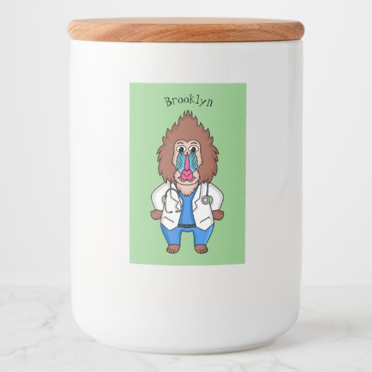 Illustration des Cartoon eines Funny mandrill Lebensmitteletikett (Vorderseite)