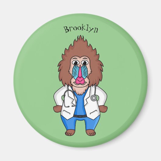 Illustration des Cartoon eines Funny mandrill Magnet (Vorne)
