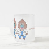 Illustration des Cartoon eines Funny mandrill Mattglastasse (Vorderseite Links)