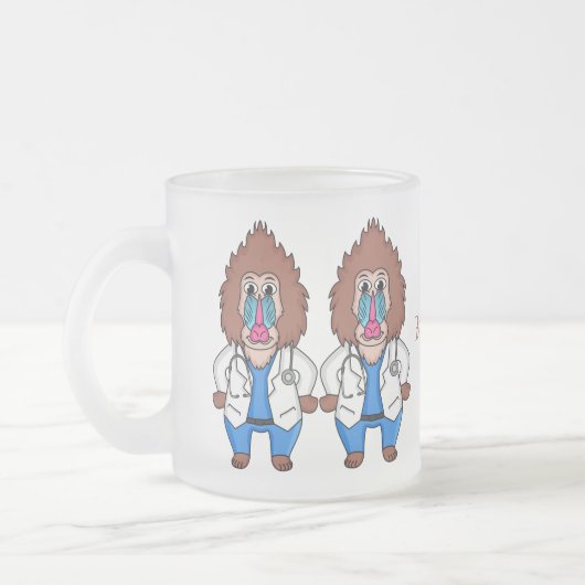 Illustration des Cartoon eines Funny mandrill Mattglastasse (Links)