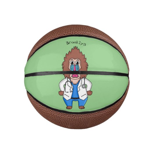 Illustration des Cartoon eines Funny mandrill Mini Basketball (Vorderseite)