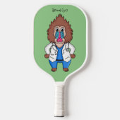 Illustration des Cartoon eines Funny mandrill Pickleball Schläger (Rückseite)