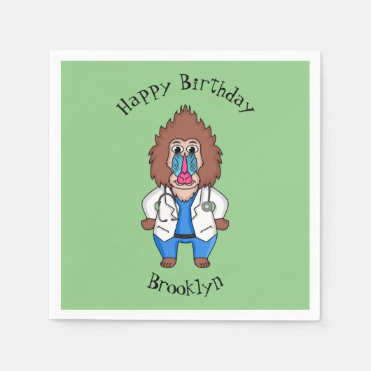 Illustration des Cartoon eines Funny mandrill Serviette (Vorderseite)
