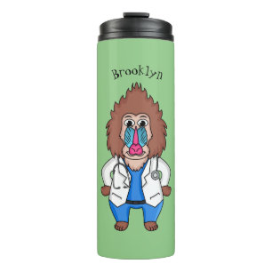 Illustration des Cartoon eines Funny mandrill Thermosbecher