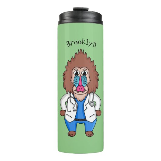 Illustration des Cartoon eines Funny mandrill Thermosbecher (Vorderseite)