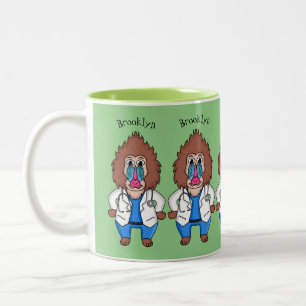 Illustration des Cartoon eines Funny mandrill Zweifarbige Tasse