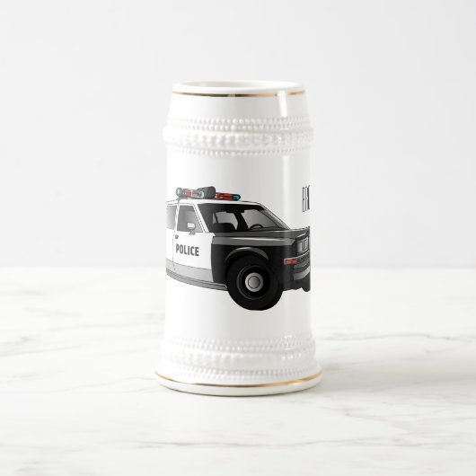 Illustration des Cartoon von Polizeiwagen Bierglas (Mittel)