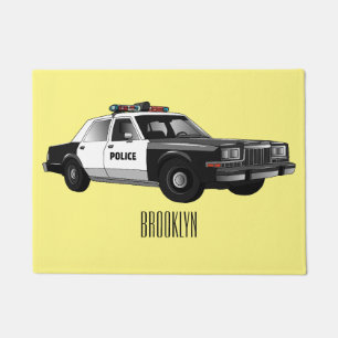 Illustration des Cartoon von Polizeiwagen Fußmatte