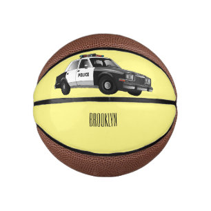 Illustration des Cartoon von Polizeiwagen Mini Basketball