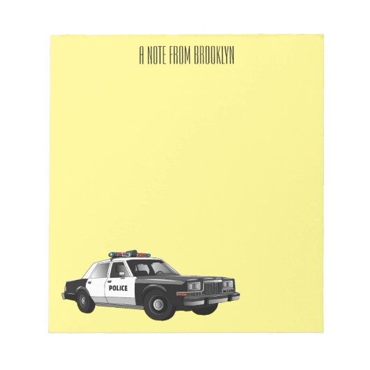 Illustration des Cartoon von Polizeiwagen Notizblock (Vorderseite)