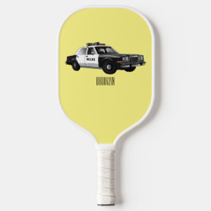 Illustration des Cartoon von Polizeiwagen Pickleball Schläger