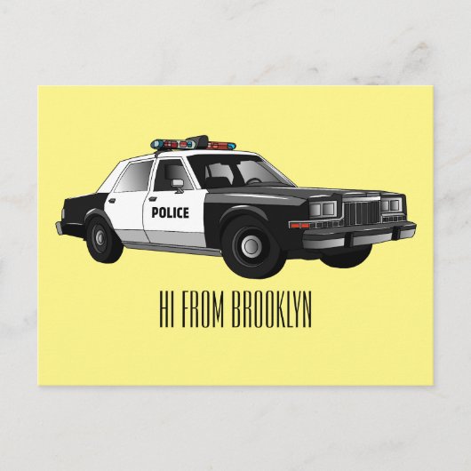Illustration des Cartoon von Polizeiwagen Postkarte (Vorderseite)