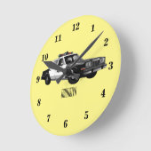 Illustration des Cartoon von Polizeiwagen Runde Wanduhr (Winkel)