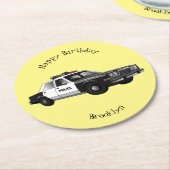 Illustration des Cartoon von Polizeiwagen Runder Pappuntersetzer (Angewinkelt)