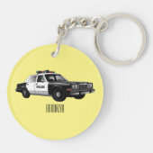 Illustration des Cartoon von Polizeiwagen Schlüsselanhänger (Rückseite)