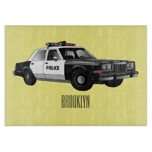 Illustration des Cartoon von Polizeiwagen Schneidebrett