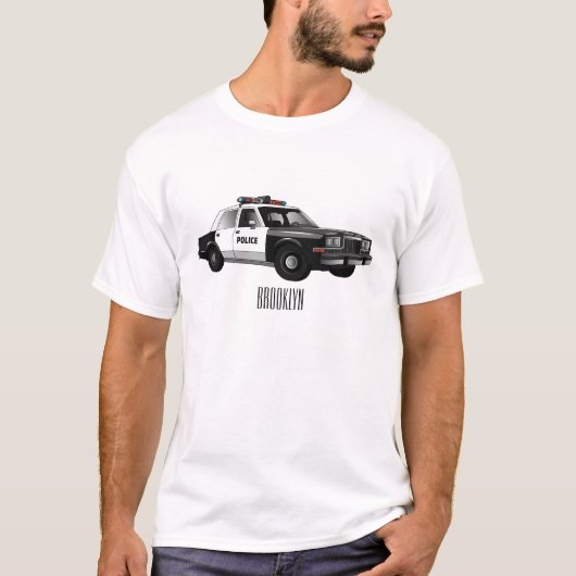 Illustration des Cartoon von Polizeiwagen T-Shirt (Vorderseite)