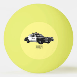 Illustration des Cartoon von Polizeiwagen Tischtennisball