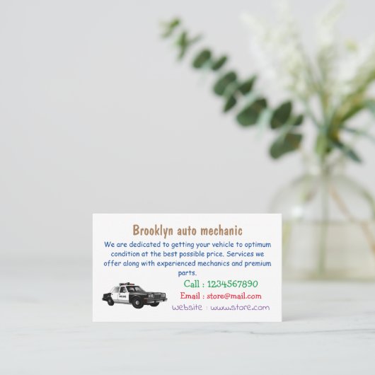 Illustration des Cartoon von Polizeiwagen Visitenkarte (Stehend Vorderseite)