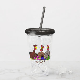 Illustration des Cartoon von Strickhühnern Acryltrinkbecher