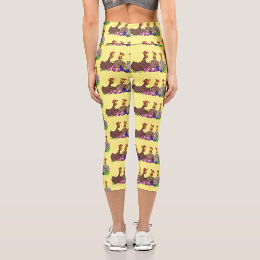 Illustration des Cartoon von Strickhühnern Capri Leggings (Rückseite)