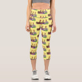Illustration des Cartoon von Strickhühnern Capri Leggings (Vorderseite)