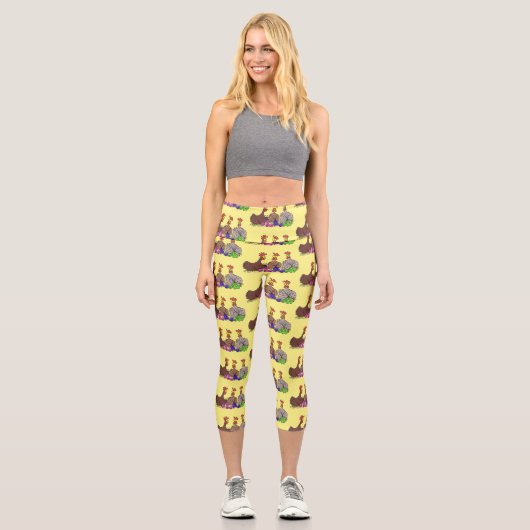 Illustration des Cartoon von Strickhühnern Capri Leggings (Vorderseite)