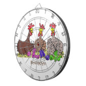 Illustration des Cartoon von Strickhühnern Dartscheibe (Vorderseite rechts)