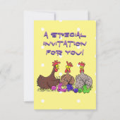 Illustration des Cartoon von Strickhühnern Einladung (Rückseite)