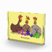 Illustration des Cartoon von Strickhühnern Fotoblock (Rechts)