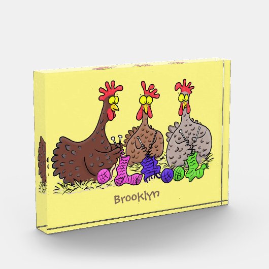 Illustration des Cartoon von Strickhühnern Fotoblock (Links)